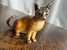 Saturno ginger cat larger silver & enamel