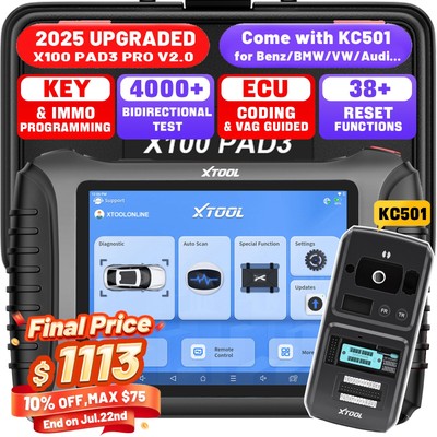 XTOOL X100 PAD3 PRO w/KC501 Auto Key Programming Set Bidirectional OBD2 Scanner