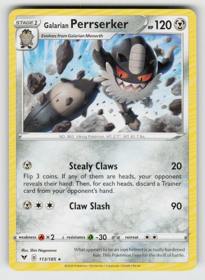Galarian Perrserker 113/185 Rare Vivid Voltage Near Mint