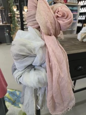 Sheer Distressed Scarf / Wrap Metallic Accent