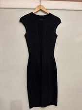 Alexander McQueen Blue and Black Jacquard Geometric Sheath Dress Cap Sleeve XS