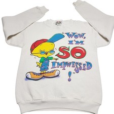 VINTAGE Looney Tunes Tweety Bird So Impressed Cartoon Sweatshirt Size Large 90's