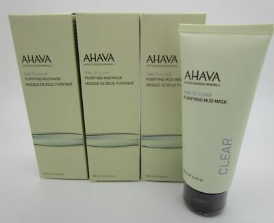 AHAVA Purifying Mud Mask Active Deadsea Minerals TIME TO CLEAR 3.4 oz - LOT of 3