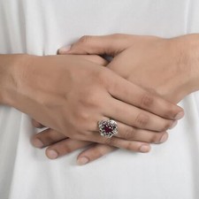 925 Silver Ring Ruby Pink Sapphire Sterling Size Red Gemstone Jewelry US8