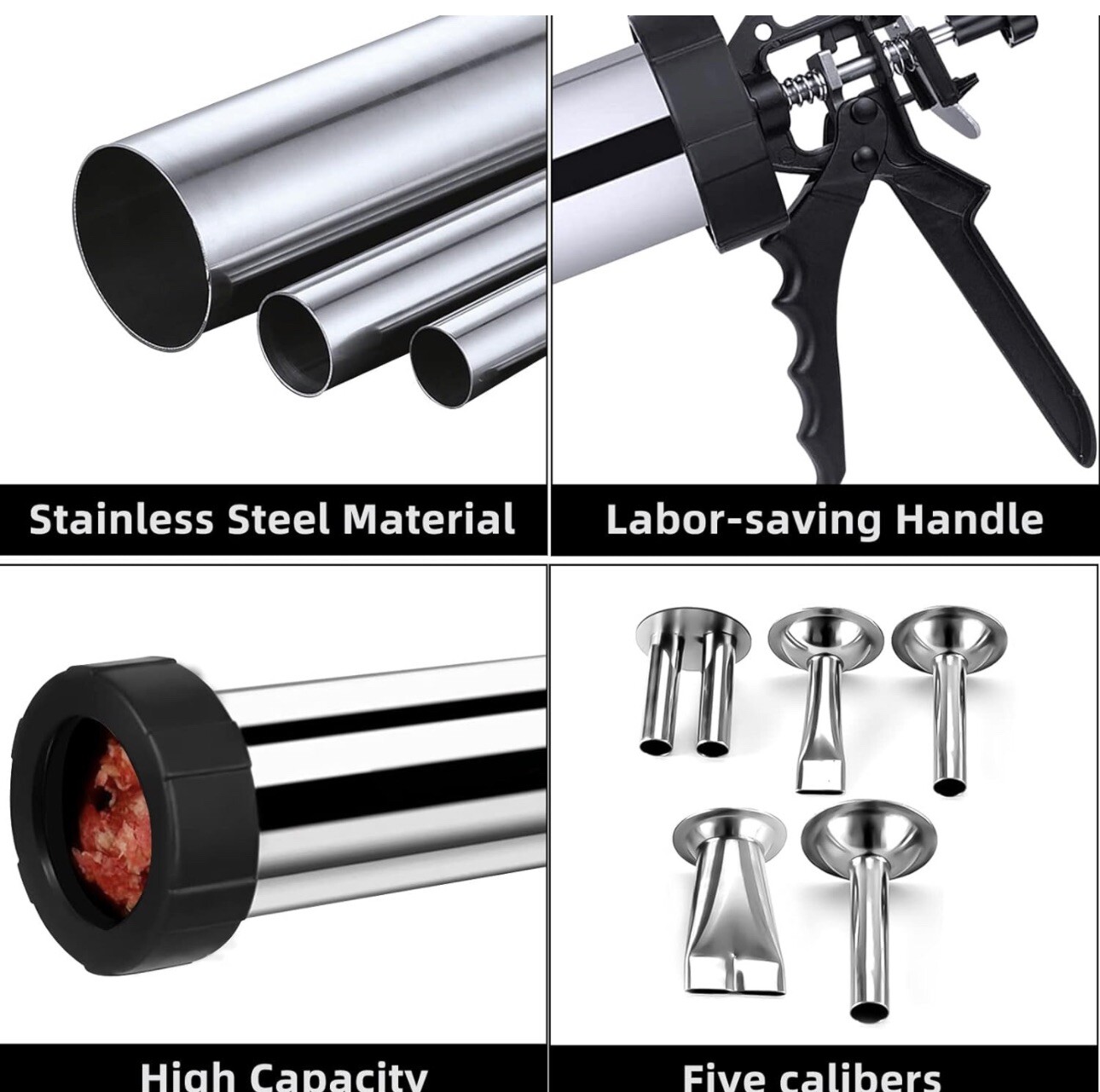 2 Pound Jerky Gun Kits Jerky Maker Gun Stainless Steel Sausage Stuffer