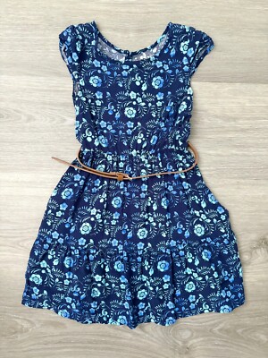 *** Girls Disney Princess Encanto Inspired Blue Floral Belted Dress Size 5 ***