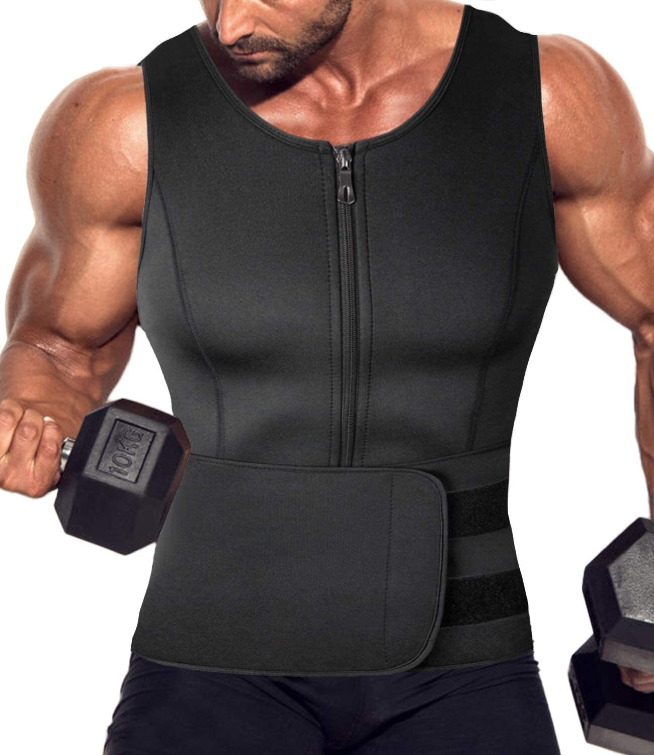 Gynecomastia Compression Zipper Vest Compress Tank Top for Men Sweat Body Shaper