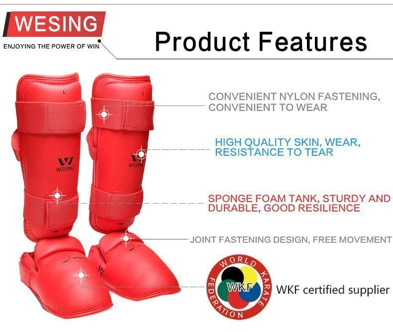 Morgan Sports - Espinilleras y protectores de empeine de karate Wesing - Desgaste de protección aprobado por la WKF Foto 2 de 3
