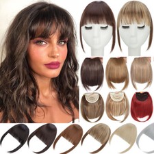 Women Neat Bangs Hairpiece Clip In Real as Human Hair Silk Base Toupee Natural