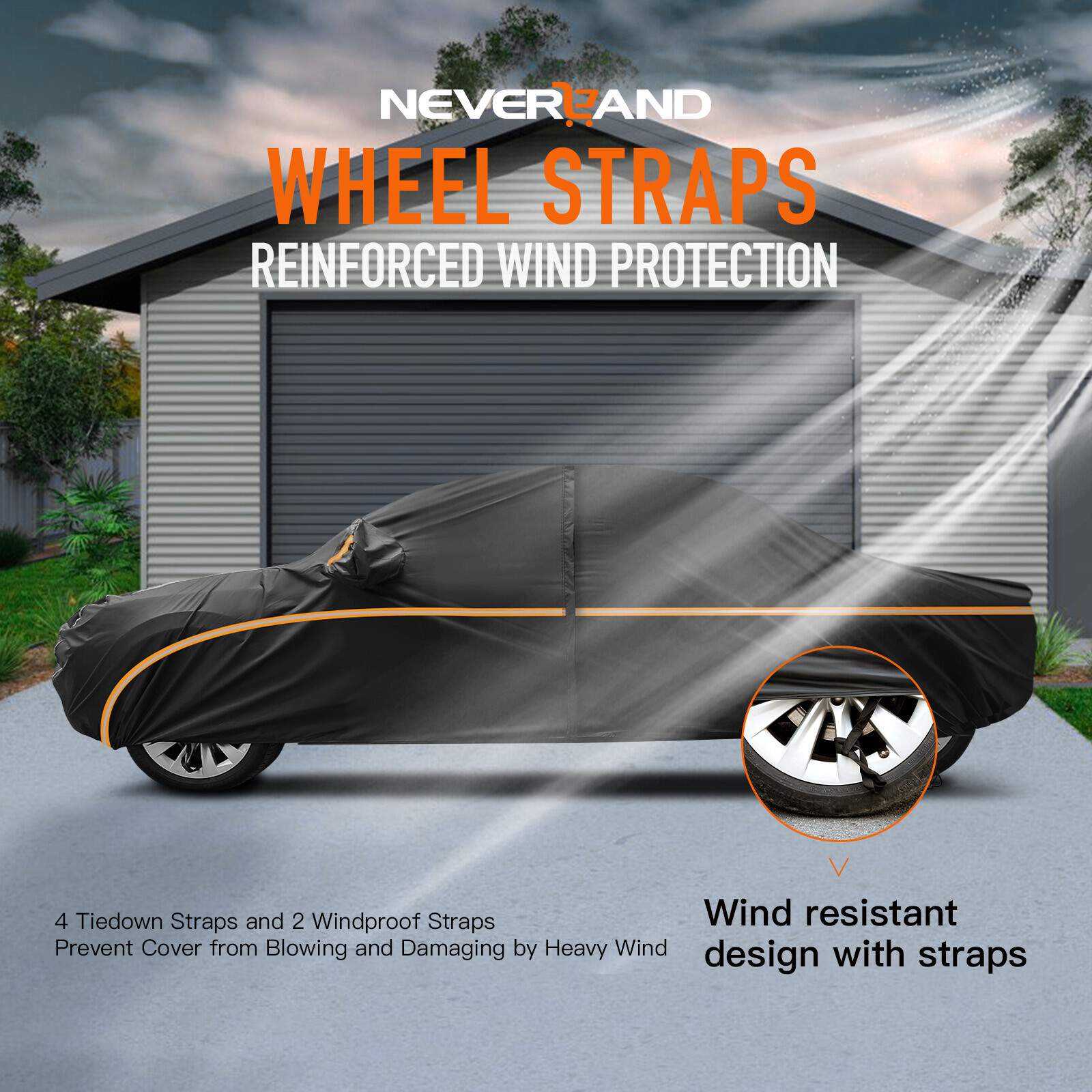 NEVERLAND XL Full Car Cover Waterproof All Weather Protection 500 x 185 x 150cm