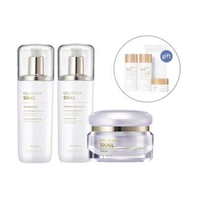 MISSHA Cell Renew Snail Skin Care Set 1Pack (7items) / 셀리뉴 스네일 3종
