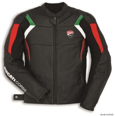 DUCATI  CORSE MOTORBIKE JACKET MOTORCYCLE BIKERS LEATHER LEDER CE RACING