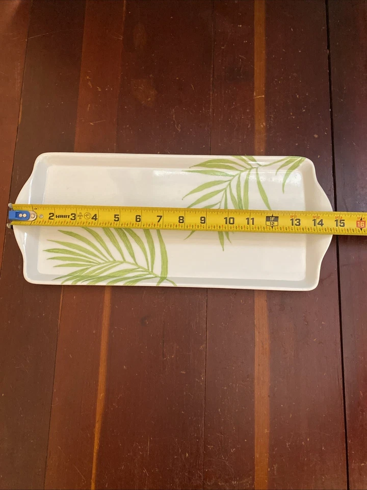 Bandeja Eurita Reston Lloyd Tidbit Melamina Blanco Verde Hojas de Sauce De Colección Foto 2 de 4