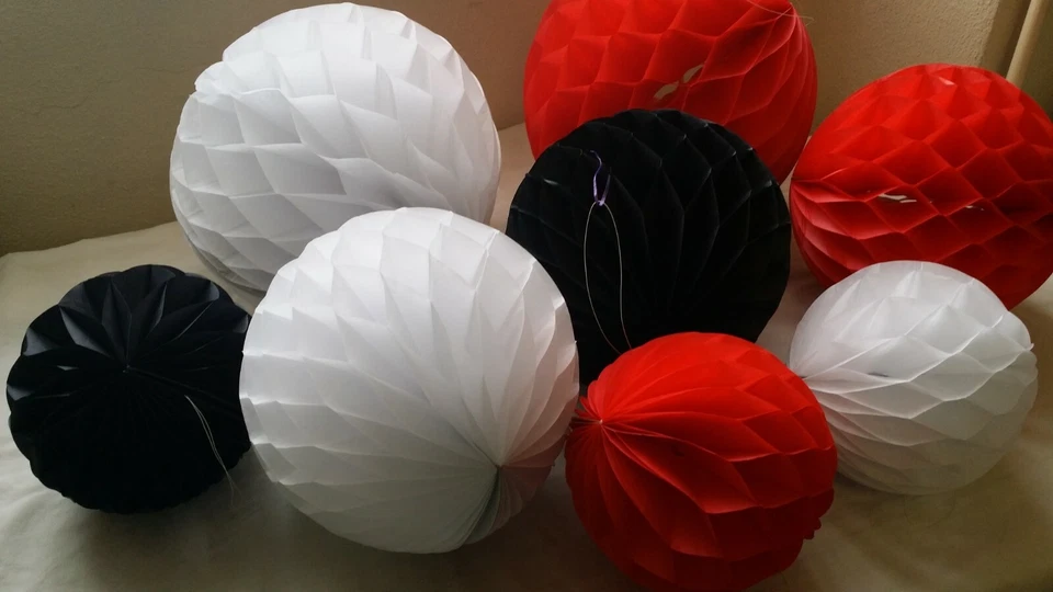 Décoration de Fete Mariage, Anniversaire Lot de 9 Boules en papier Nid d'abeille - Photo 2/4