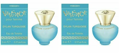 *PACK OF 2* VERSACE DYLAN TURQUOISE for Women 0.17 oz 5 ml EDT Miniature Splash