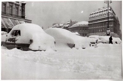Bordeaux Schnee am 21. Februar 1956.Winter.Autos im Schnee.Schnee.11x17cm.13.