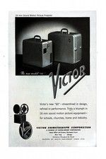 1947 VICTOR MOVIE PROJECTOR Original Vintage Print Ad Film Photo 6.5"x 10"