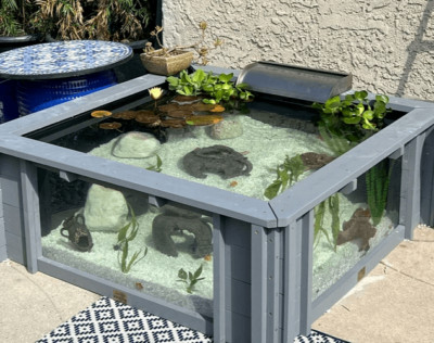 Lotus Clear View Garden Aquarium Grauer erhöhter Fischteich mit großen Fenstern
