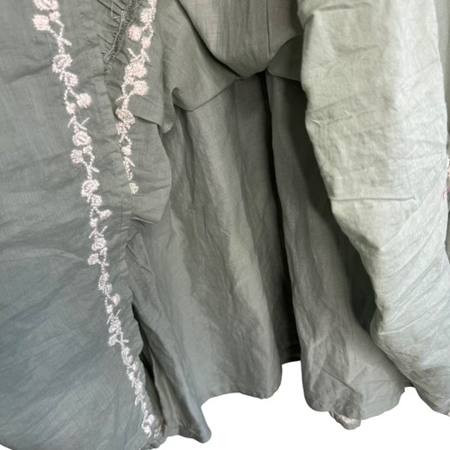 Lucky Brand salbeigrün/weiß Stickerei Landhaus Kern Stufen Midikleid Damen L - Bild 11 von 13