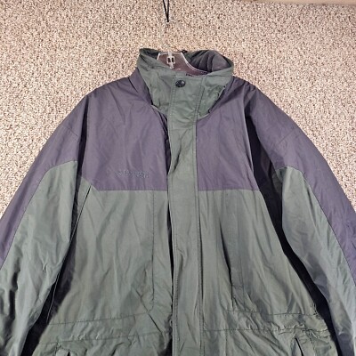 Columbia XCO Jacket Mens XL Zip + Snap Fleece Lining Green Outdoor