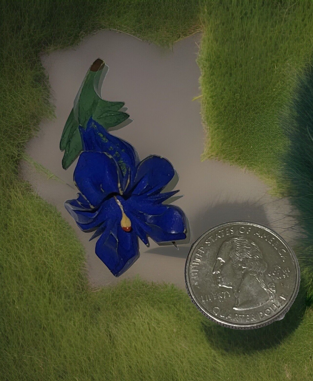 Antique Handcrafted Primitive Carved Gentian Flow… - image 1