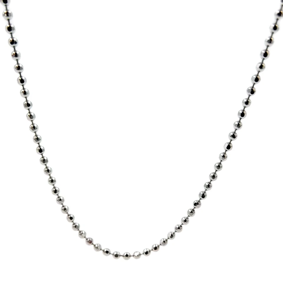 Collana palline in argento 925 a catena militare catenina lunga da uomo o donna - Immagine 2 di 4