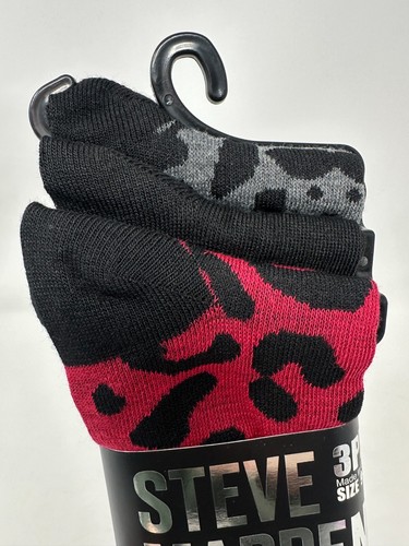 Steve Madden 3PK Knee High Socks Animal Print & Solid Red Black Women Size 9-11 - Picture 2 of 4