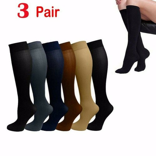 (3 Pares) Calcetines Cobre 30-40mmHg Soporte Graduado Hombre Mujer Compresión S-XL - Imagen 1 de 14