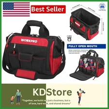 Heavy-Duty 16" Tool Organizer with 46 Pockets & Wide Mouth Zippered Access