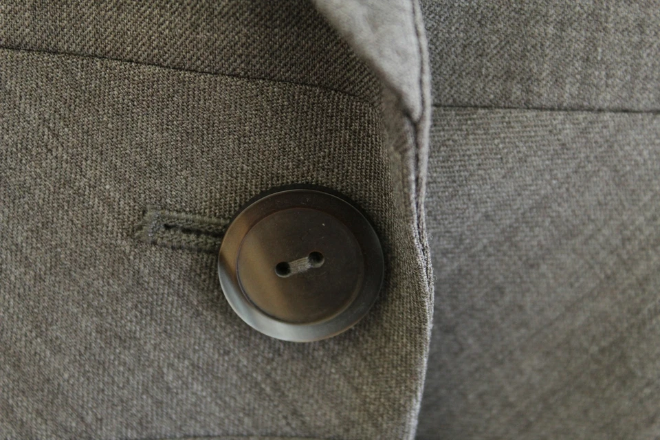 NUEVO CON ETIQUETAS $365 Chaqueta Blazer Rebecca Taylor Fawn Marrón Nudo Reunido Espalda Lana Talla 4 Foto 4 de 4