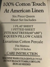 100% cotton touch American linen red white blue  six-piece sheet set queen set