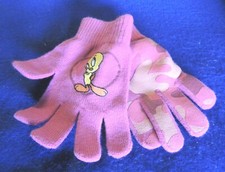 Child's Youth Mittens/Gloves Pink Kids Tweetie Bird 7" x 4-1/2" Warner Brothers