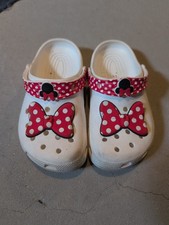 Crocs Disney Minnie Mouse Kids J2 Classic Clog White Red Slip On Shoes