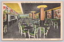 Vintage Linen Postcard The Mayfair Cafe of All Nations Washington DC 1930s