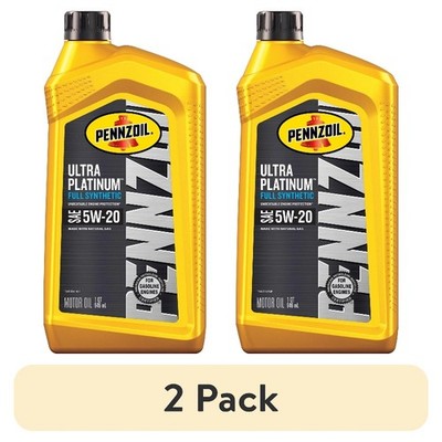 (2 pack) Pennzoil Ultra Platinum Full Synthetic 5W-20 Motor Oil, 1 Quart