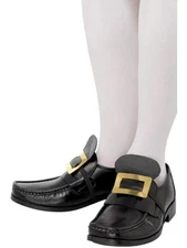 Smiffys Tales of Old England Metal Shoe Buckle, Gold with Elastic Strap, Histori