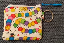Handmade Padded Colorful Caterpillars Printed Coin Purse 3 1/4 X 3 3/4