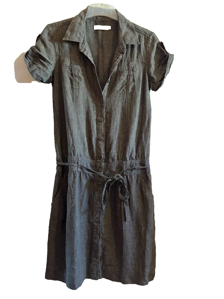 Robe En Lin Gris Foncé Comptoir Des Cotonniers Taille 36 - Manches Courtes - Occasion Très Bon état