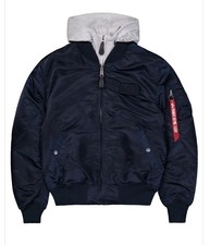 Alpha Industries MA-1 D-Tec Hood Bomber Jacket - Rep Blue, Large
