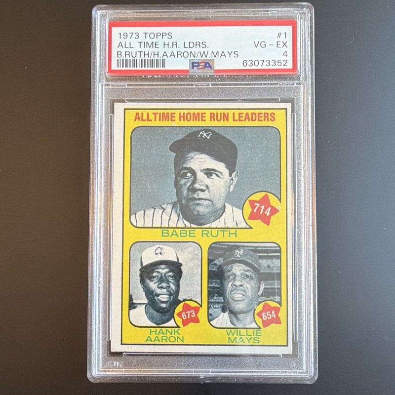 Topps 1973 All-Time Home Run Leaders #1 - PSA 4 Babe Ruth Hank Aaron Willie Mays