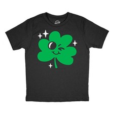 Youth Funny T Shirts Winking Clover Sarcastic St Patricks Day Tee For Kids