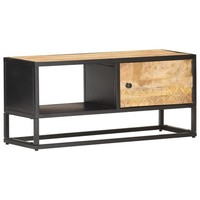 Tv-Schrank Mit Geschnitzter TüR 90X30X40 Cm Raues Mangoholz Lowboard