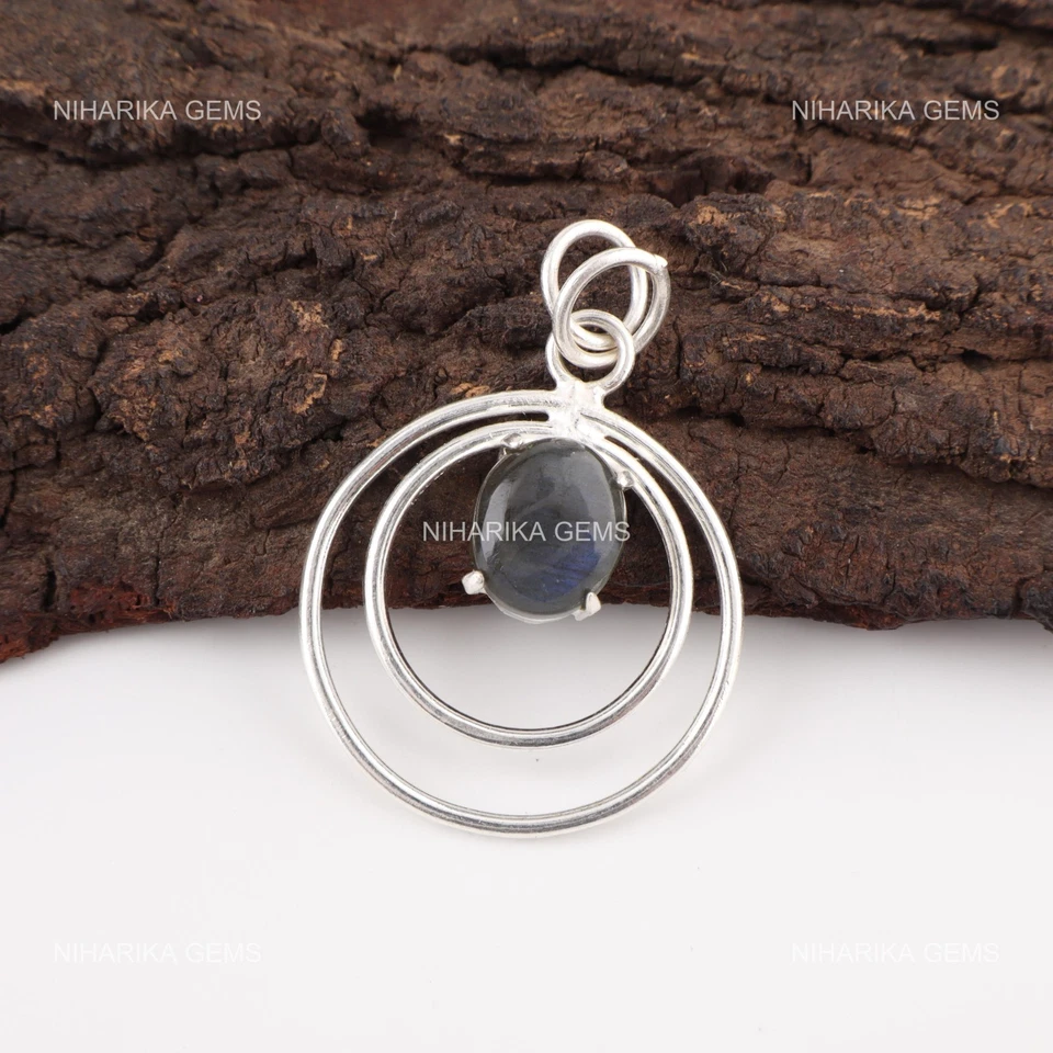 Labradorite Edelstein Geburtstag Schwarz Freitag Anhänger Schmuck 925 Silber - Bild 4 von 4