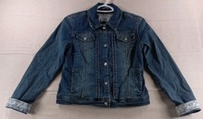 Girls Denim Jacket Large Snap Front Floral Cuff Jean Jacket Cute