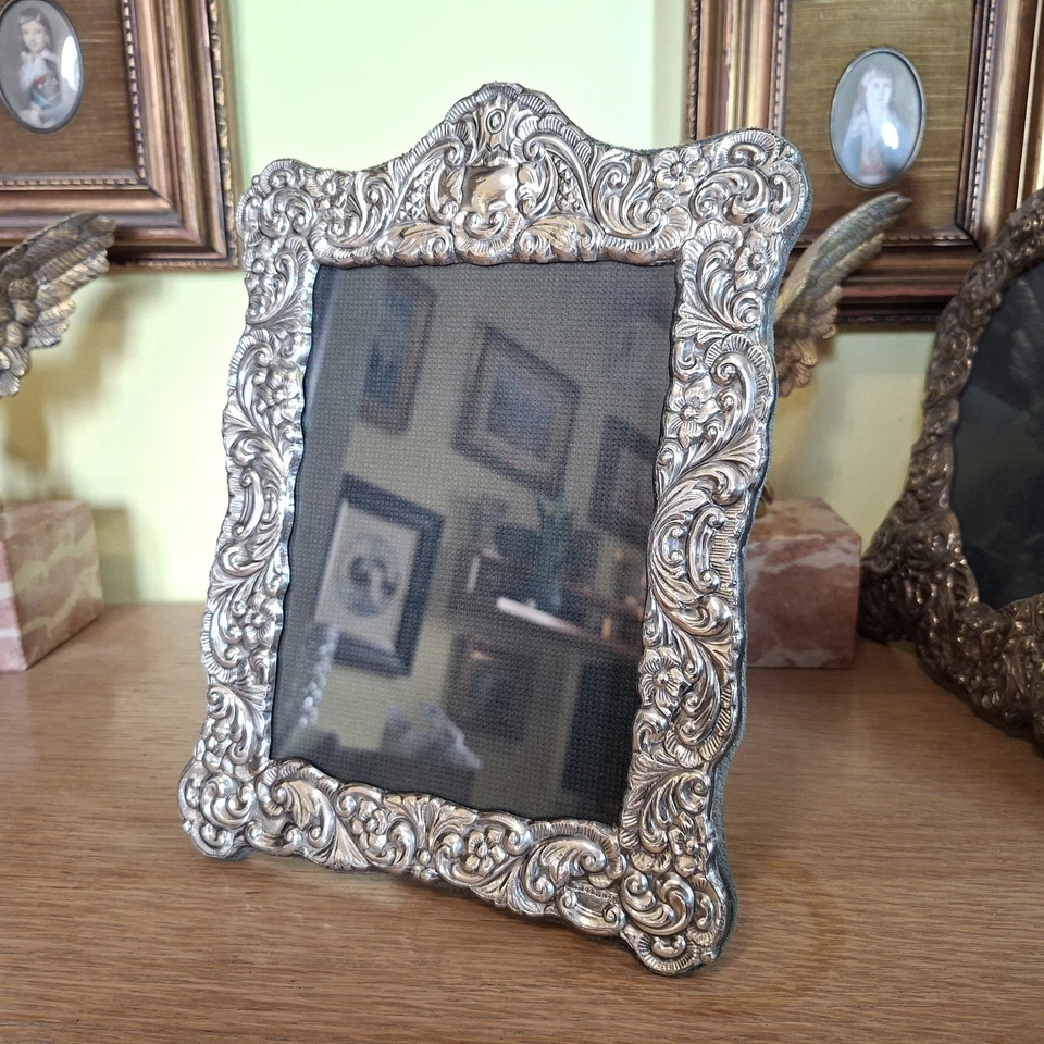 Cornice Portafoto in Argento 925 anni 90 x foto 13x18 in Stile Vittoriano - Bild 2 von 4