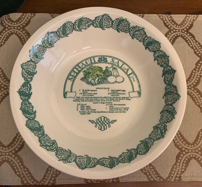 Vintage 1983 Royal China Garden Classics Spinach Salad Recipe Large Serving Bowl