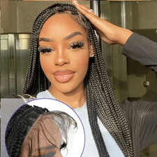 30 Inch HD Full Lace Knotless Box Braided Wig Pre-Plucked Baby Hair Black Women