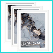 White 12x16 Frame Set of 3, Display Picture 10 x 14 with Mat or 12 x 16 Witho...