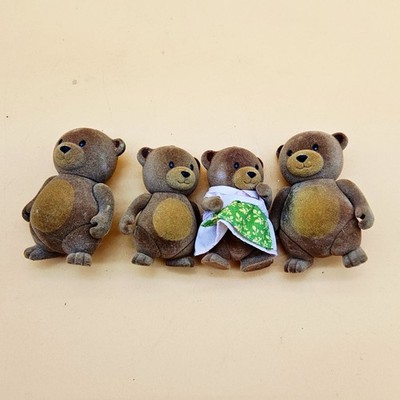 Lil Woodzeez Bear Family 4 Little Brown Bear Figures Flocked Toys Animals