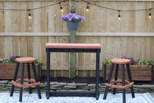 Leisure Accents Single Bar Set w/ 2 Barstools - Redwood/Black - Durable